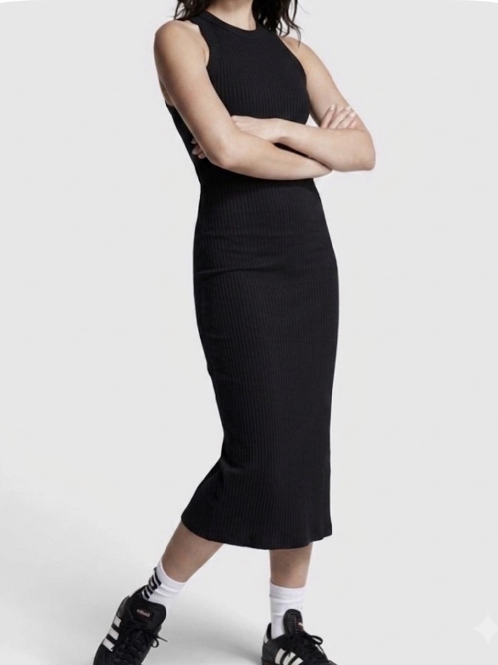 Pink By Victoria’s Secret Black Ribbed Sleeveless Long Dress Size Medium